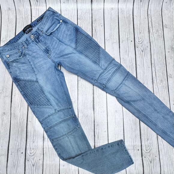 Men’s PacSun Skinny Moto Stretch Jeans Denim Textured Distressed Size 32 X 32 - Picture 1 of 3